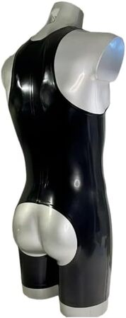 Чоловічий купальник з латексу TIANXIAOQWE, чорний, без рукавів, з блискавкою спереду, відкритий на стегнах, комбінезон, розмір XXS