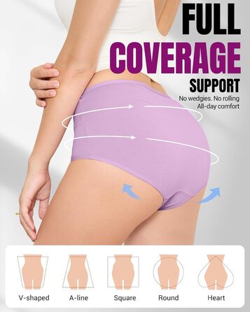 Танстц Спідня білизна для жінок, 5 шт. в упаковці, бавовна, висока талія, дихаючі труси, м'яка жіноча білизна, кольори: червоний, синій, зелений, сірий, чорний (L, світло-блакитний, яскраво-зелений, світло-рожевий, лососевий, світло-фіолетовий)