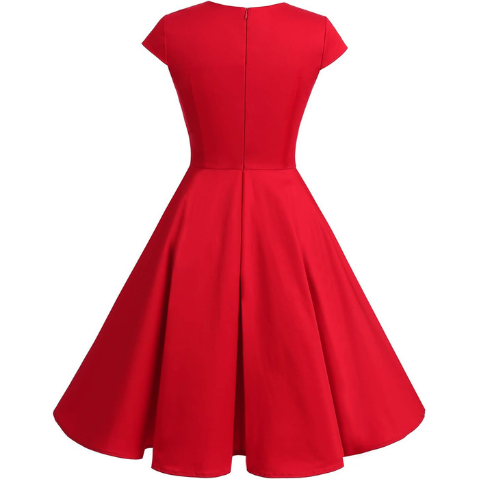 Сукня вінтаж Bbonlinedress 1950-х у стилі ретро, коктейльна, Rockabilly, з V-поглибленням, плісирована, червона, для вечірок та особливих подій