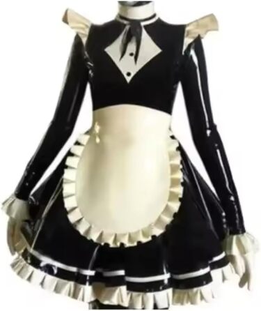 Спідниця з латексу DDINGHOONQPODFR для жінок та чоловіків, чорно-біла, костюм покоївки, для вечірок та Хелловіну, розмір XXL