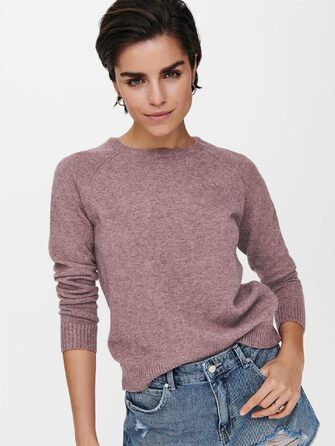 Жіночий в'язаний светр ONLY ONLLESLY Rose Brown (XXL) — м'який трикотажний пуловер кольору рожево-коричневий