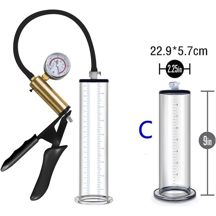 Насос для збільшення статевого члена Jpscor - преміум якість, з манометром, силіконовий, для чоловіків, SM-іграшка, вакуумний насос