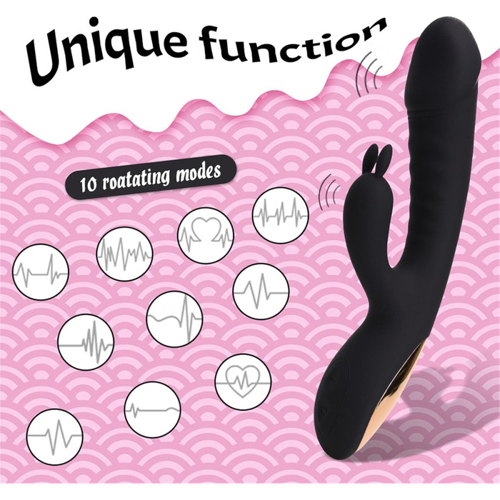 Вібратор G-Punkt Rabbit – класичний, 10 режимів, нагрів, тихий, чорний