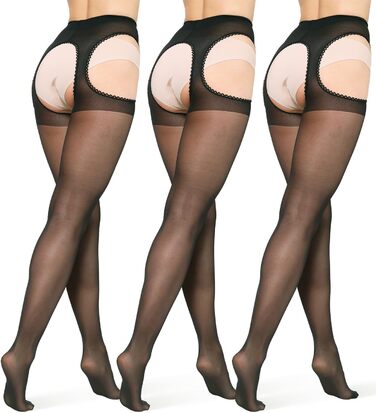 Сексуальні панчохи BANANALU 20 Den з вирізом, 3 шт. - Чорний