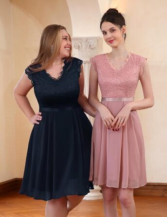 Сукня коктейльна Dressystar Daen для гостей на весілля, довжина міні, темно-синя (L)