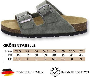 Жіночі шкіряні пантолети AFS-Schuhe 2100, натуральна замша, оливкові, Made in Germany, розмір 38 EU