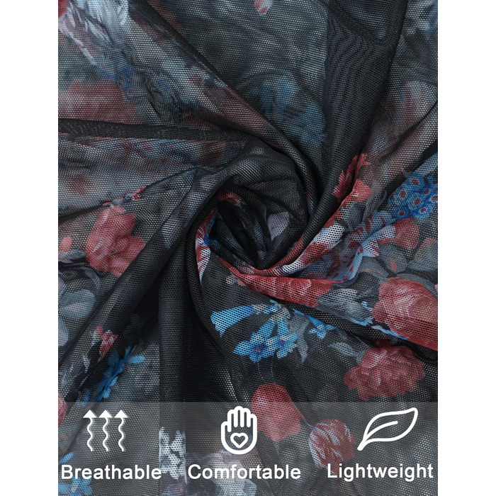 Чоловіча сітчаста футболка AIEOE з блискітками та глітером, прозора, мереживна, для клубного одягу, довга/коротка, з квітковим малюнком, з довгим рукавом