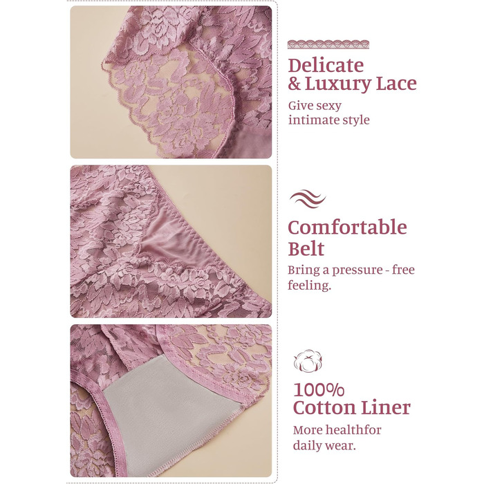 Слідки жіночі мереживні безшовні з високою талією, великі розміри (S-4XL), 6 шт. в наборі (чорний/бірюзовий/червоний/синій/фіолетовий/нюд)