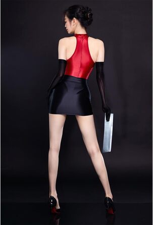 Костюм Секретарки: Комплект нижньої білизни з мережива, боді, спідниця, для косплею, святкування Хелловіну та рейв-вечірок, червоно-білий, розмір M