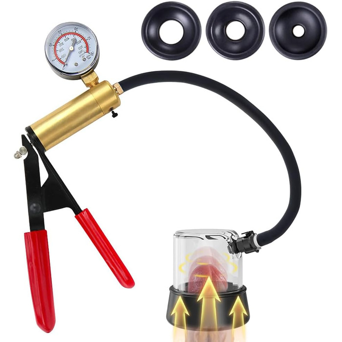 Набір для розтягування кавернозного тіла (Eichel Stretcher) з вакуумним насосом та манометром для чоловіків. Професійний набір для покращення ерекції та інтимного задоволення. 3 манжетки.