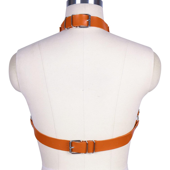 PETMHS Корсет з шкіри для жінок, повне покриття, готичний стиль, помаранчевий колір