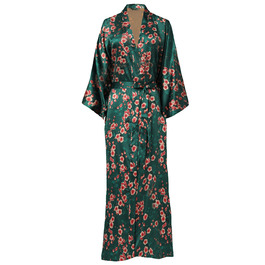 Халат жіночий довгий шовковий сатин, Kimono з принтом павича, BABEYOND, 135 см