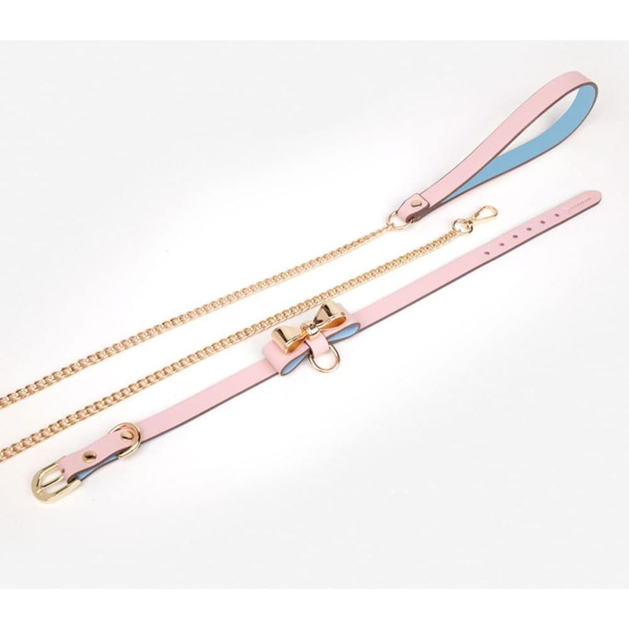 Ошийник-нашийник SM з бантиком, регульований, рожевий (35-43 см)