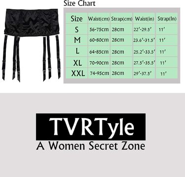 Жіночі стрічки для панчіх TVRtyle S5078S, 8 стрічок, чорний колір, з металевими пряжками