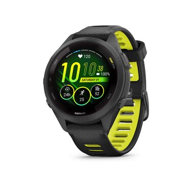 Спортивний смарт-годинник Garmin Forerunner 265S з AMOLED-дисплеєм, функціями тренувань та відновлення, 42 мм (Black/Amp Yellow)