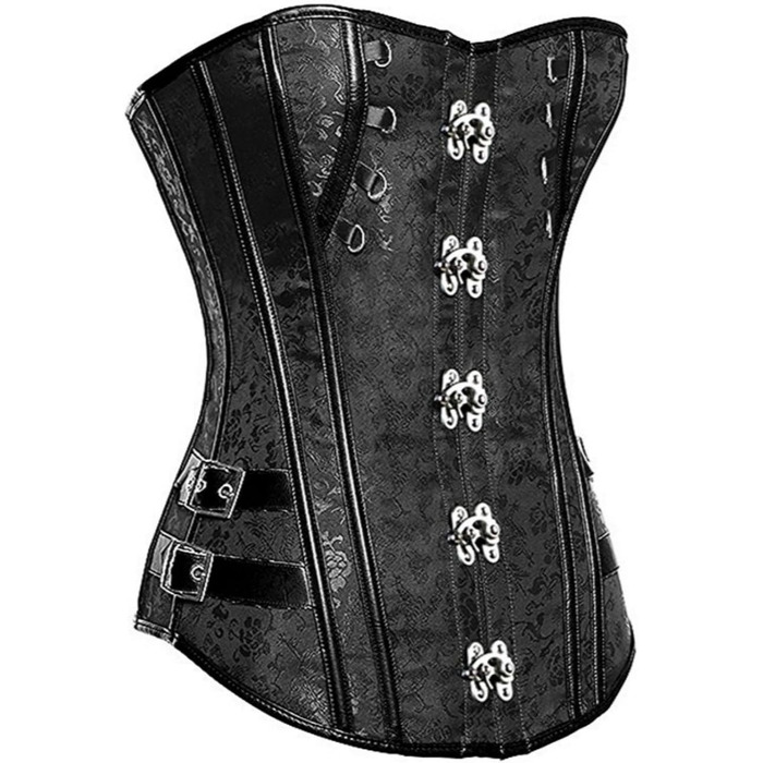 Корсет Steampunk KUOSE для повних грудей з екошкіри, чорний, розміри S-6XL