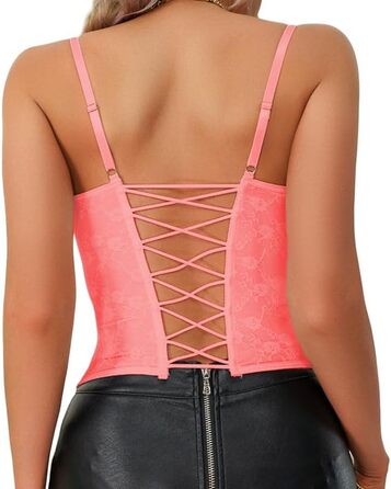 Жіночий корсет-топ Haibang з мереживом у стилі панк, бюстгальтер Push Up, рожевий (XS)