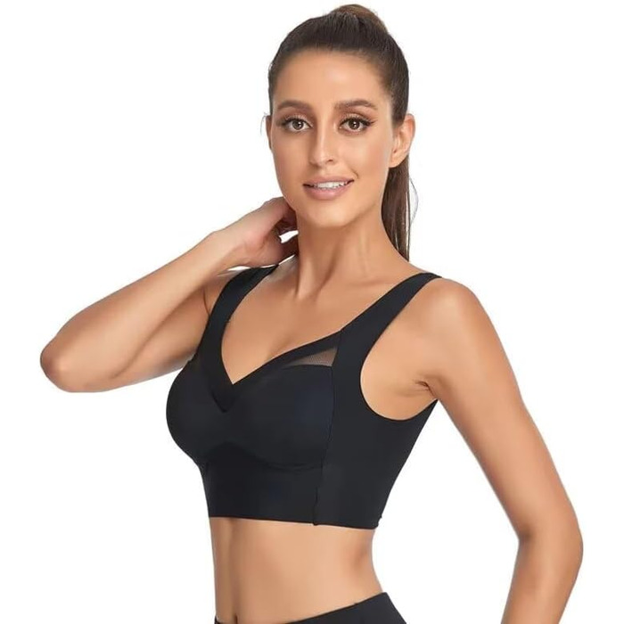 Бюстгальтер Tian Dee для корекції постави, модний бюстгальтер з підтримкою, без кісточок, ефект пуш-ап (4XL, чорний)
