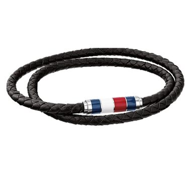 Чоловічий шкіряний плетений браслет Tommy Hilfiger — коричневий та чорний