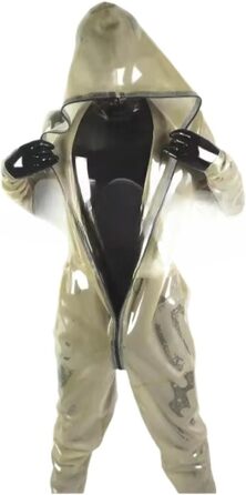 Комбінезон DDINGHOONQPODFR з латексу, прозорий, з блискавкою спереду, XL