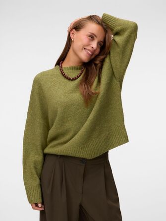 Жіночий джемпер VERO Moda Vmboom з круглим вирізом, довгий рукав, колір Sphagnum, розмір S