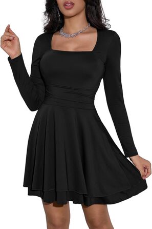 Чорне міні-плаття Cicy Bell з квадратним вирізом та рюшами, XXL