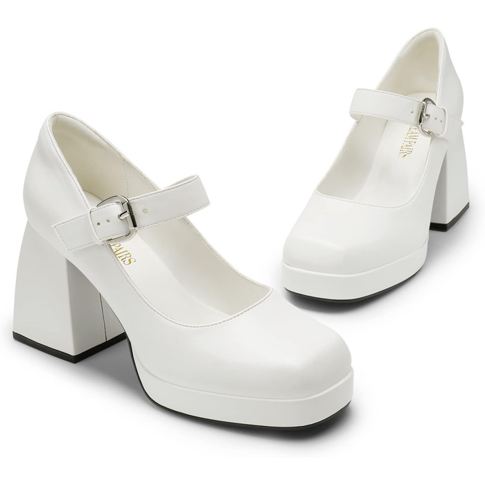 Жіночі туфлі Mary Jane Dream Pairs, білі, екошкіра (PU), розмір 38.5 EU