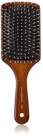 Масажна щітка для волосся HERCULES SÄGEMANN Paddle Brush, дерев'яна, з щетиною кабана та нейлоновими штифтами для розплутування, темне дерево