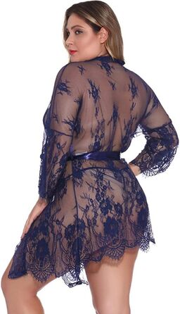 Жіноча білизна UIWFJEH: мереживна піжама-боді з G-String, прозора, сексуальна, для дому, великі розміри (блакитний, L)