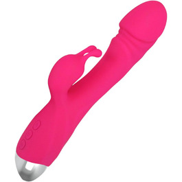 Вібратор для жінок Klitoris та G-точка, силіконовий кролик, 10 режимів вібрації, анальний дildo, реалістична іграшка для дорослих, RoseRed