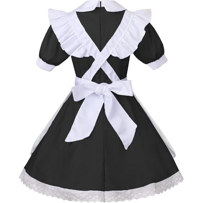 Костюм горничної MaxToonrain: Французьке плаття в стилі аніме Лоліта, костюм для жінок та дівчат (Чорний-Аліс, 6 шт., L)