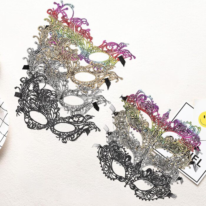 Маска для карнавалу та свят: 8 шт. мереживних масок для жінок (2 стилі: мереживо, фенікс)