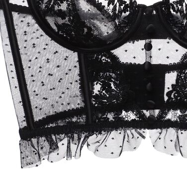 Сексуальний жіночий комплект спідньої білизни: мереживний мереживний топ-бюстгальтер та боді без кісточок, чорний, L