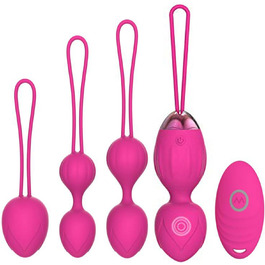 Тренування м'язів тазу для жінок з пультом дистанційного керування, набір Kegel Ball, багато режимів, силіконові м'ячі для контролю сечовипускання та вправ для м'язів тазу (рожевий)