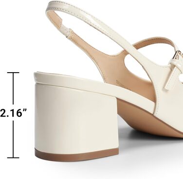 Жіночі туфлі Mary Jane DREAM PAIRS на низькому масивному каблуку, бежеві човники з квадратним носком та ремінцем Slingback для офісу та вечірок (41 EU)
