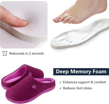 Жіночі домашні капці RockDove з ефектом пам'яті (Memory Foam), двоколірні, розмір 38/39 EU, колір Рожевий кармін