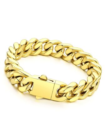 Чоловічий сталевий браслет Richsteel Cuban Link (кубинський ланцюг) з подарунковою коробкою, золотий, ширина 12мм, довжина 23см