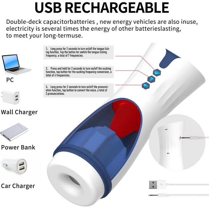 Електричний мастурбатор JFRong з автоматичним керуванням, 7 функцій лизання та 4 функції всмоктування для чоловіків