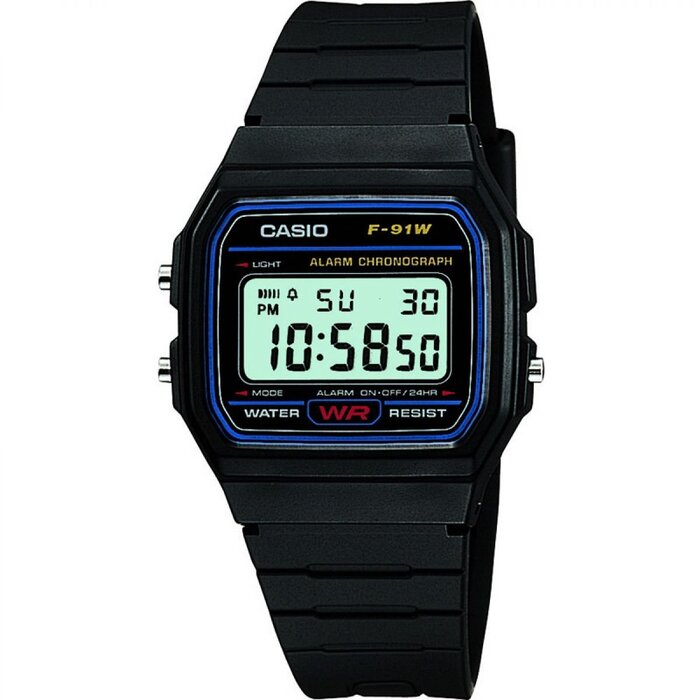 Цифровий унісекс годинник Casio Collection F-91W чорний