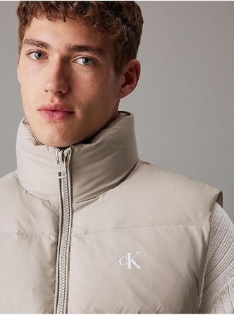 Чоловічий жилет Calvin Klein Essentials Down Vest стібаний, сірий (Flint Gray), розмір M