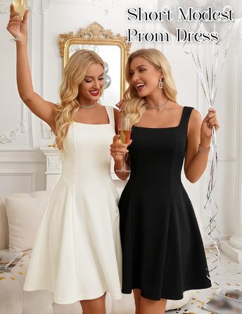 Жіноча мінісукня Bboninedress з квадратним вирізом, А-силует, без рукавів, колір слонова кістка (Ivory), розмір XL — вечірня сукня для гостей на весілля