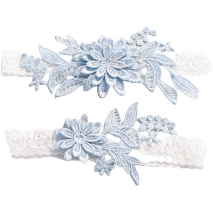 Жінські мереживні стрічки-тримачі для панчіх YUEKOPOU. 1 пара мереживних стрічок для наречених, весільних аксесуарів, костюмів, вечірок. Колір: світло-блакитний