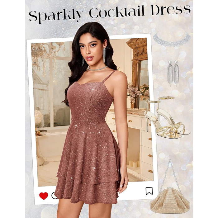 Сукня вечірня бальна для підлітків Meetjen, з бретелями, на вечірку, коротка, V-подібний виріз, силует А, сукня для випускного (S, Рожева)