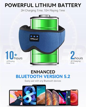 Маска для сну з Bluetooth-навушниками, бездротова ASMR маска для сну, м'який шовковий чохол для вух для подорожей, офісу та відпочинку, підходить для чоловіків та жінок (3D Black/Blue)