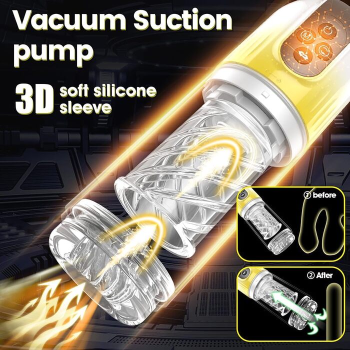 Автоматичний електричний мастурбатор-чаша для чоловіків: 7 режимів всмоктування + 7 режимів обертання, 3-в-1, вібратор для пеніса, секс-іграшка