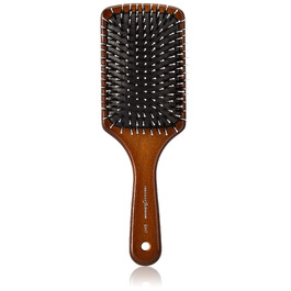 Масажна щітка для волосся HERCULES SÄGEMANN Paddle Brush, дерев'яна, з щетиною кабана та нейлоновими штифтами для розплутування, темне дерево