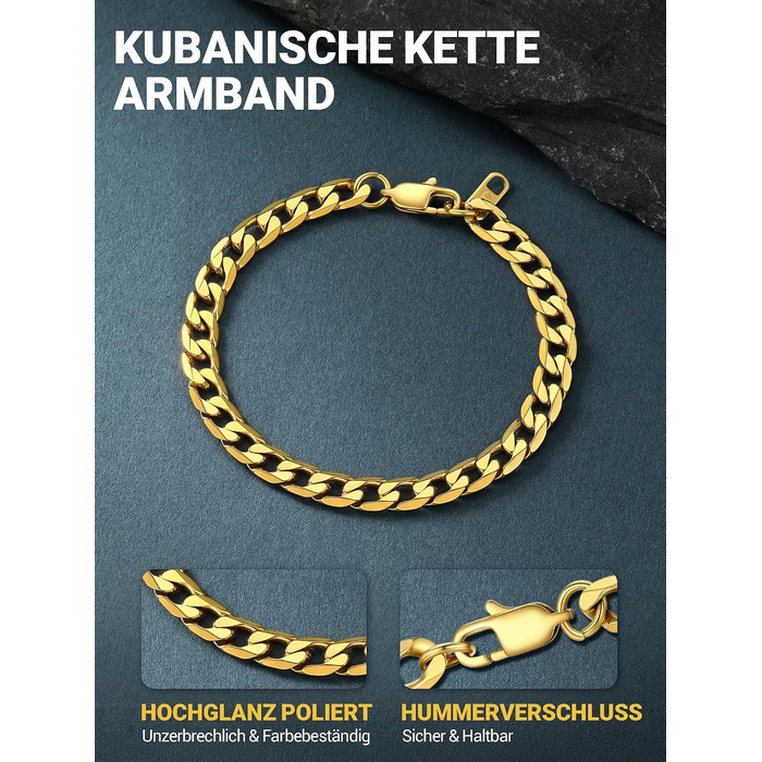 Чоловічий сталевий браслет-ланцюг PROSTEEL (панцирний), нержавіюча сталь, золотистий колір, 23 см, ширина 6 мм