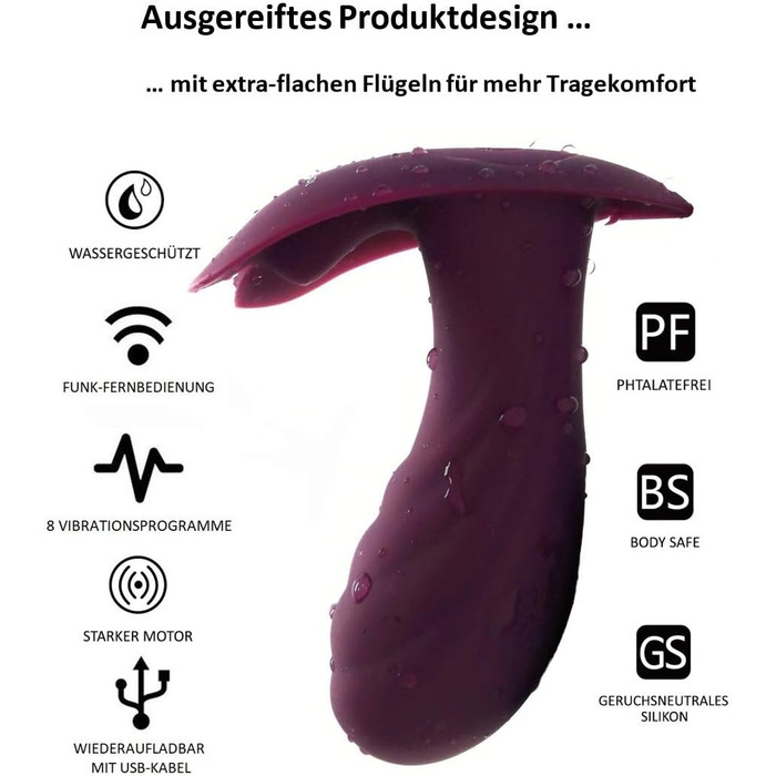 Вібратор-метелик Lustfactor для жінок з силікону | Бездротовий, з пультом керування | Для вагінальної та кліторальної стимуляції | Зарядний, USB | Інтимні іграшки для дорослих