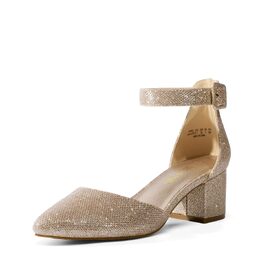 Жіночі туфлі-човники Dream Pairs на масивному каблуці з ремінцем на щиколотці, золотисті з блискітками, розмір 40 EU
