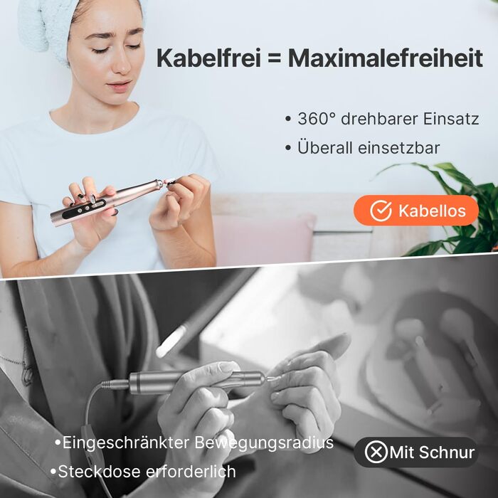 Електричний набір для манікюру та педикюру TOUCHBeauty: бездротовий апаратний фрезер з LCD-дисплеєм, 5 швидкостей, для гель-нігтів та акрилу, USB-зарядка